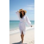 H&M NWT Johanna Ortiz x Oversized Linen Shirt Dress in White Puff Sleeve XXL Photo 1
