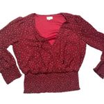 Meraki smocked WAIST V NECK RED blouse Size M Photo 1