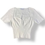 Endless Rose  White‎ Cropped Short Sleeve Sweetheart Neckline Knit Sweater Size M Photo 0