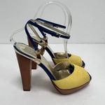ESCADA Strappy Sandals Block Wooden Heels Colorful Retro Women’s Size US 6 Yellow Photo 4