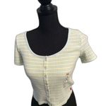 Levi's New NWT Medium M Ribbed Crop Top Short Sleeve Snap Front Tee Photo 0