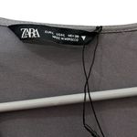 ZARA  Satin Faux Wrap Mini Dress Charcoal Grey A-Line Women’s Size Large Photo 7