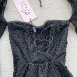 Oh Polly  Black Beaded Off Shoulder Bodycon Mini Dress NWT Size 0 corset Photo 6