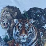 Habitat Vintage 90s  Wilderness Cheetah Lion Big Cats Nature Graphic Tan T-shirt Photo 7