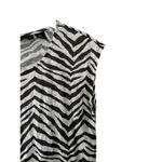 Tahari  Brown & White Zebra Stripe 100% Linen Button Back Cap Sleeve Top Sz Small Photo 6