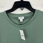 J.Crew Crewneck Cropped Ribbed Tee Shirt Crewneck Green Slim Womens XL NWT Photo 3