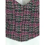 ZARA ‎ Pink & Green Tweed Corset Womens XL Sweetheart Neck Bustier Preppy Acadmia Photo 2