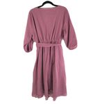 Bloomchic Solid Square Neck Pocket Contrast Lace Belted Dress Mauve 14 Photo 3