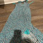 Maeve by Anthropologie SZ S Mabel Halter Maxi Dress Green Blue Tan Geo Print Photo 5