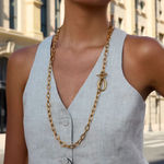 3 ways Chunky big link chain long necklace Gold Photo 6