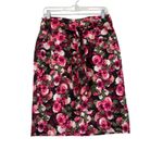 Banana Republic Pencil Skirt Sz 4 Satin Floral Pockets Belted Paperbag Girl Boss Photo 2