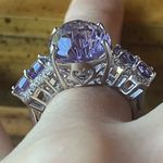 Genuine Rose de France Amethyst Sterling Silver Cocktail Ring Size 7 Photo 1