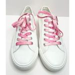 BP White Canvas Sneakers with Pink Ombre Laces Size 6.5 Casual Shoes Photo 2