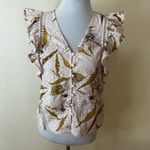 Ted Baker  Womens Adaale Blouse Light Pink Leaf Button Ruffle Sleeve Eyelet 2/US6 Photo 1