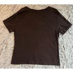 Karen Scott  Brown Cotton Beaded V-Neck‎ Short Sleeve Pullover Top Blouse Shirt L Photo 1