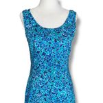 Vintage All That Jazz Blue Floral Rayon Maxi Dress Small Lace Up Back Romantic Photo 1