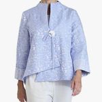 IC Collection Jacquard Asymmetric Jacket, Sky Blue, Pebble Pattern Blue Size XXL Photo 0