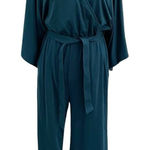 Garnet Hill NWT Kimono Sleeve Jumpsuit Stretch Wide Leg Cropped Teal size XS Photo 0