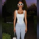 House Of CB  Petra Blue Striped Corset Top size L NWOT $149 Photo 3