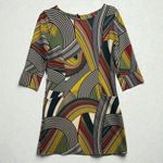 Pronto Moda M Bold Mod Mini Dress Italy Retro Abstract Groovy 60s Maximalist Yellow Size M Photo 0