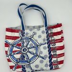 Brighton S.S. Canvas Tote Nautical Sail Away Patriotic Design Double Handle Photo 2