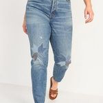 Old Navy NEW  Higher High-Waisted Button-Fly Straight Patchwork Non-Stretch Jeans Photo 8