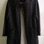 ZARA Charcoal grey faux Black leather trim soft cardigan jacket Medium Photo 0