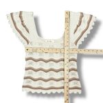 Jessica Simpson ‎ Y2K Crochet Flutter Sleeve Striped Top Cream Tan Small Boho Photo 10
