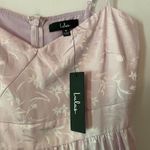 Lulus NWT  Lavender Purple Satin Pleated Floral Midi Dress Women's size Medium Photo 3