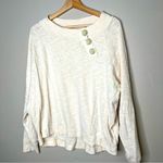 We The Free  People Cream Beige Pullover Sweatshirt with Buttons Size Large Photo 0