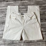 basic editions Classic Fit Straight Leg White Denim Jeans 8 Average Stretch Zip Photo 0