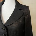 Le Suit Black Croc Embossed Blazer Fitted Jacket Business Preppy Academia Clean Photo 6
