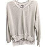 Bucket List VNeck Heathered White Pullover Sweatshirt Sz Small Casual Athleisure Photo 0