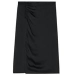 Ba&sh  Matthews Skirt Women's 1 Black Satin Midi Ruched Pleated Slit Button Photo 12