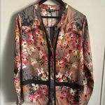 Tolani Collection of India Charming Floral Long Roll Up Sleeve Button Up Blouse Pink Photo 12