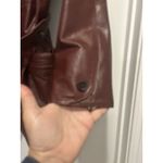 Etienne Aigner Vintage Women Size 6 Dark Red Leather Belted Jacket Trench Coat Photo 2