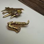 Piano & Saxophone Musical Instruments Lot Of 2 Brooch Pin Rhinestone / Gold Tone Photo 12