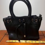 Liz Claiborne Black Faux Leather Small Tassel Detail Tote Photo 9