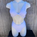 White Two Piece Padded Triangle Knot Front Top Bikini Set Size Medium Photo 6