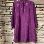 I Love Moi Wine Purple Color Sheer Silk Dress with slip leaves pattern size M Size M Photo 1