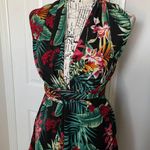 SheIn Curve Tropical V-Neck Tie Wrap around Sleeveless Knee Length Belted Multicolor Shorts Romper Dress 1XL Photo 1