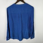 Ann Taylor Silk Top Womens Small Blue Chain Print Parisian Office Quiet Luxury Photo 6