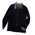 VINTAGE 90s ELLEN FIGG Black Velvet Shirt with Satin Trim Size 12 Photo 1