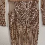 BANJUL  Sequined Nude Bronze Midi Cocktail Dress Party Birthday Size Small Photo 3