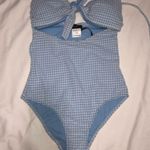 Moeva Bruna Gingham Baby Blue Swimsuit Size UK XS One Piece London NEW Photo 1