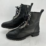 Rebecca Minkoff  Women's Leather Ankle Chain-Link Accent Combat Boots Photo 0