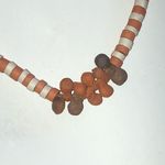 MAKU Orange and White Pottery Beaded Boho Necklace Set Photo 2