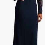 Tadashi Shoji NEW FORENA Embroidered Bodice Long Sleeve Navy Gown Sz 6 Photo 0