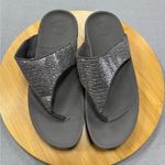 FitFlop  9 Thong Lulu‎ Glitz Toe-Post Sandals Grey Silver Slide On Flip Flops Photo 1