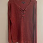 American Eagle Rust Lace-Up Knit Jegging Fit Comfy Women’s Sweater Photo 2